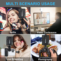 Multifunctional camera accessory used for selfies, video conferences, live streaming, and photography.