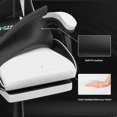 "Gaming Chair with Footrest – Ergonomic Design, Adjustable Height, Lumbar and Head Support, Reclining Backrest"