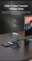 "15-in-1 USB-C Docking Station – Vertical 4K HD Hub with Triple Monitor Support, 1000Mbps RJ45, USB 3.0/2.0, PD 3.0, SD/TF, 3.5mm Audio for MacBook Pro"
