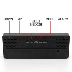 "Curved Mirror LED Alarm Clock with Temperature Display"
