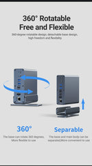 "15-in-1 USB-C Docking Station – Vertical 4K HD Hub with Triple Monitor Support, 1000Mbps RJ45, USB 3.0/2.0, PD 3.0, SD/TF, 3.5mm Audio for MacBook Pro"
