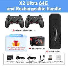 X2 Ultra Video Game Stick Console with 2.4G Wireless Controllers