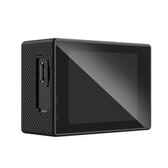 Black electronic device with a screen and USB port on a white background