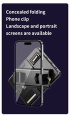 Phone clip with text on a dark blue background