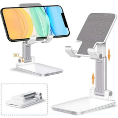 Multi-angle phone stand with adjustable height and angle on a white background